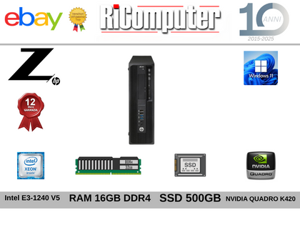 HP Z240 Workstation Intel Xeon E3-1240 v5 RAM 16GB SSD 500GB Quadro K420 Win11